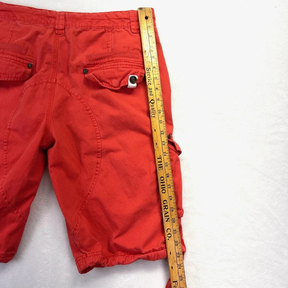 Coogi Cargo Shorts Mens 34 Red Streetwear Y2K‎ Embroidered Logo Baggy Cotton